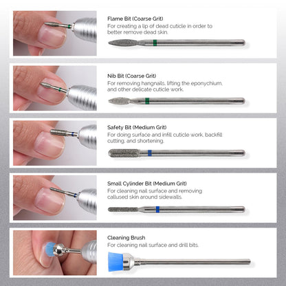 Professional diamond nail bits for E-file manicure tools