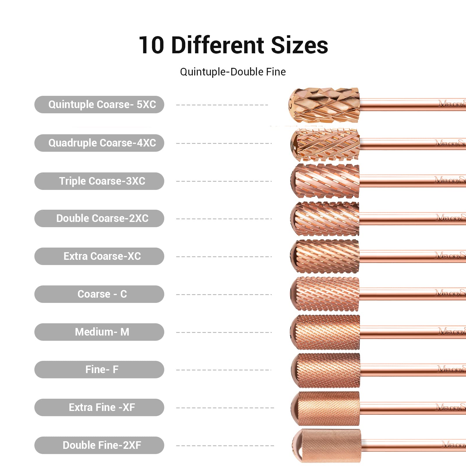 The 3/32 inch universal shank of the fine grit professional electronic nail file accessory.
