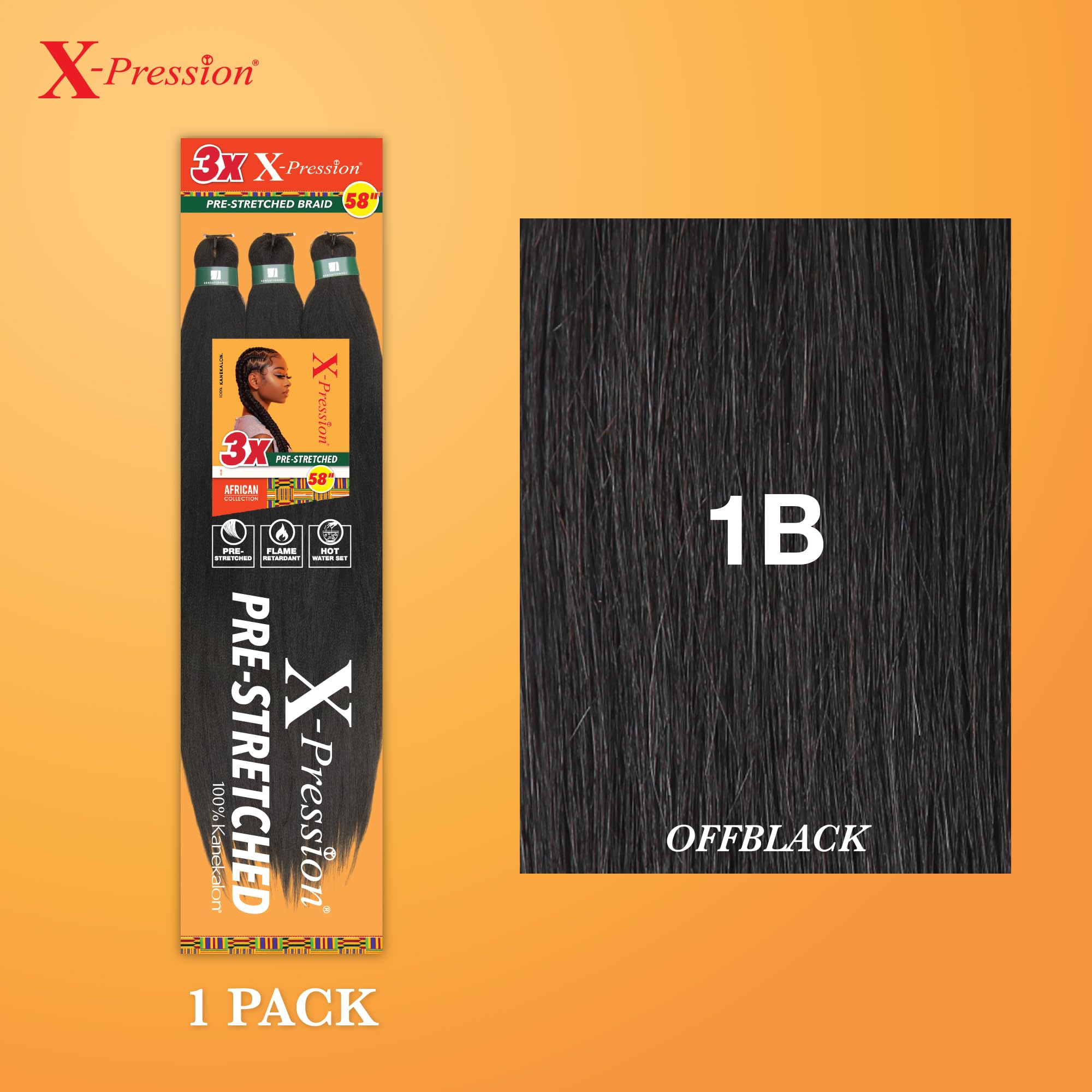 Close up of 58 inch Kanekalon synthetic braiding extensions in natural yaki texture for protective box braids.