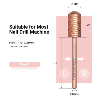Angle view of the durable YG6X tungsten carbide barrel construction designed for manicure and pedicure safety.