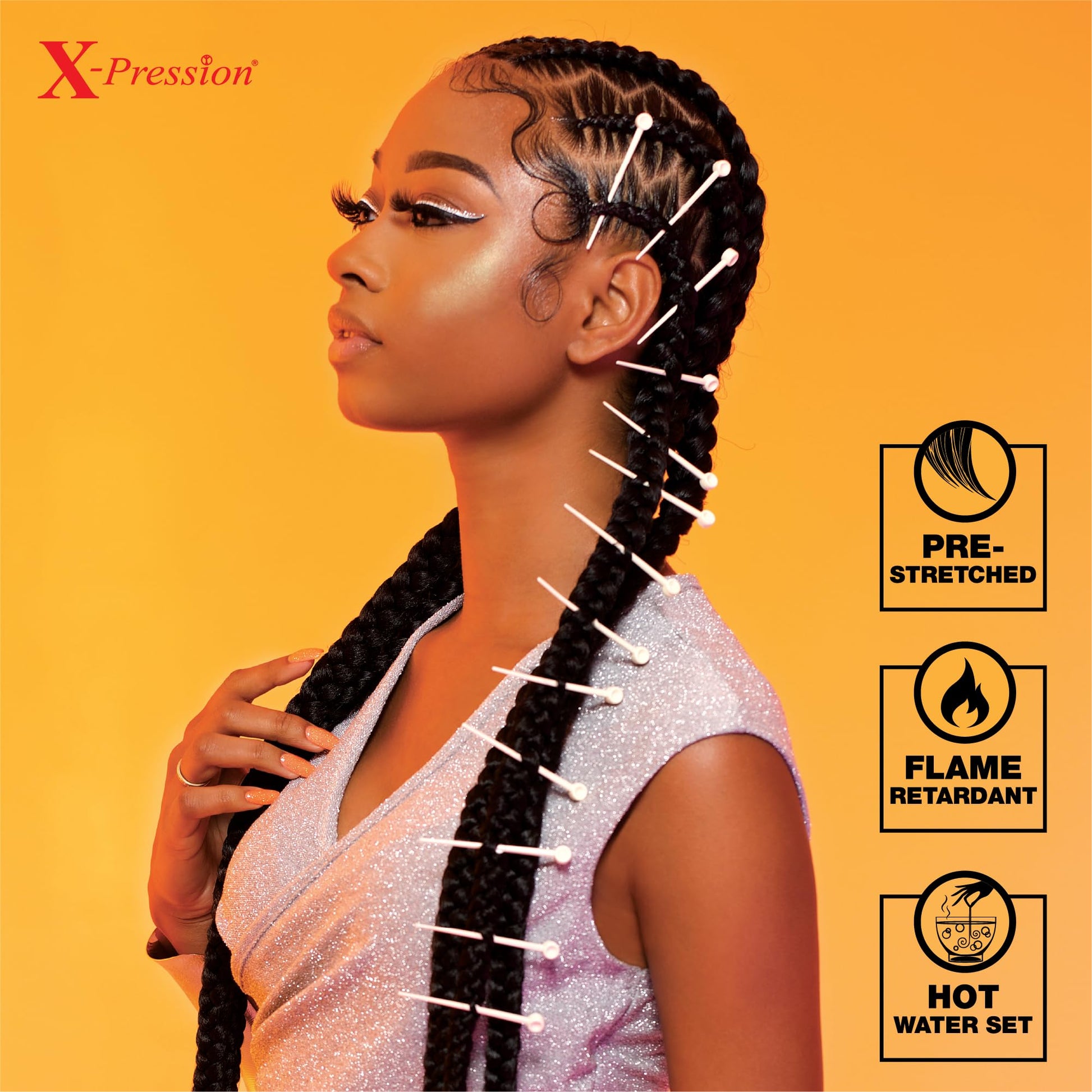 Detail shot of the smooth yaki finish on the heat friendly Kanekalon fibers that prevent finger irritation during braiding.