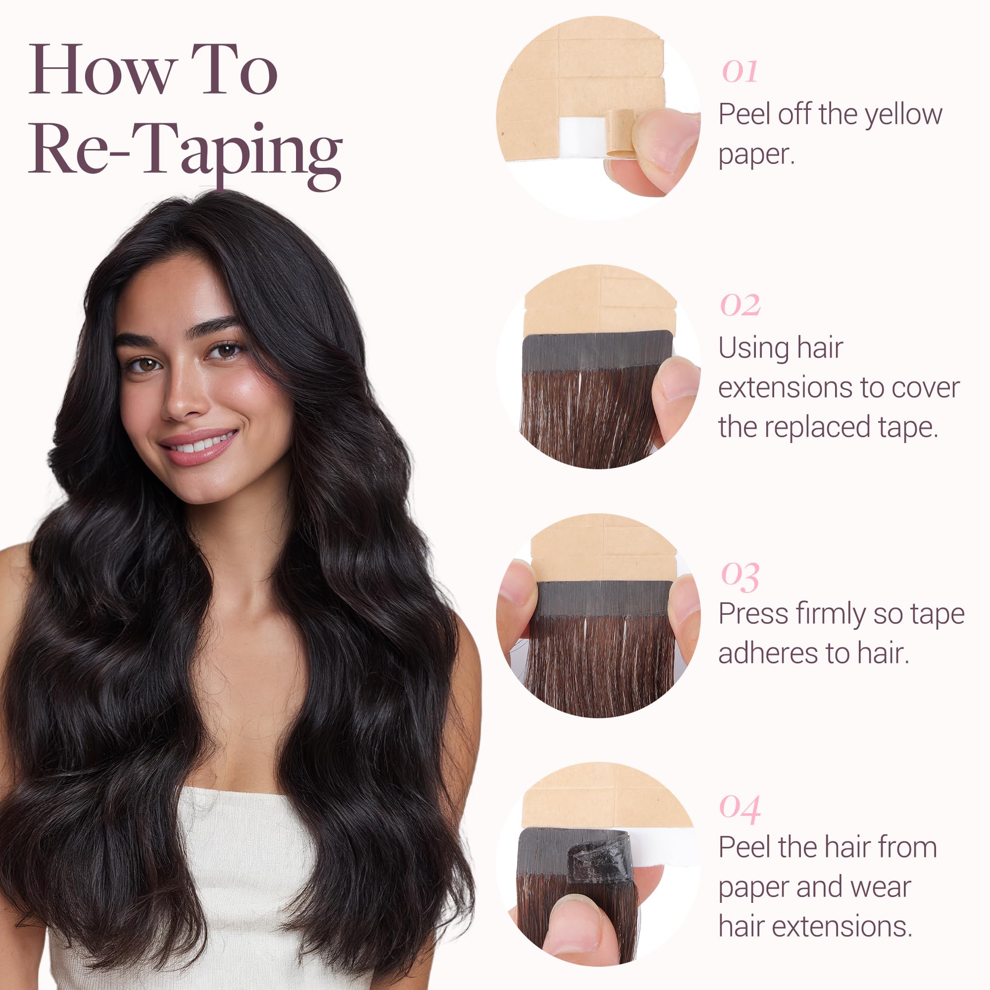 GOO GOO Seamless Human Hair Extensions demonstration of the ultra thin skin weft construction