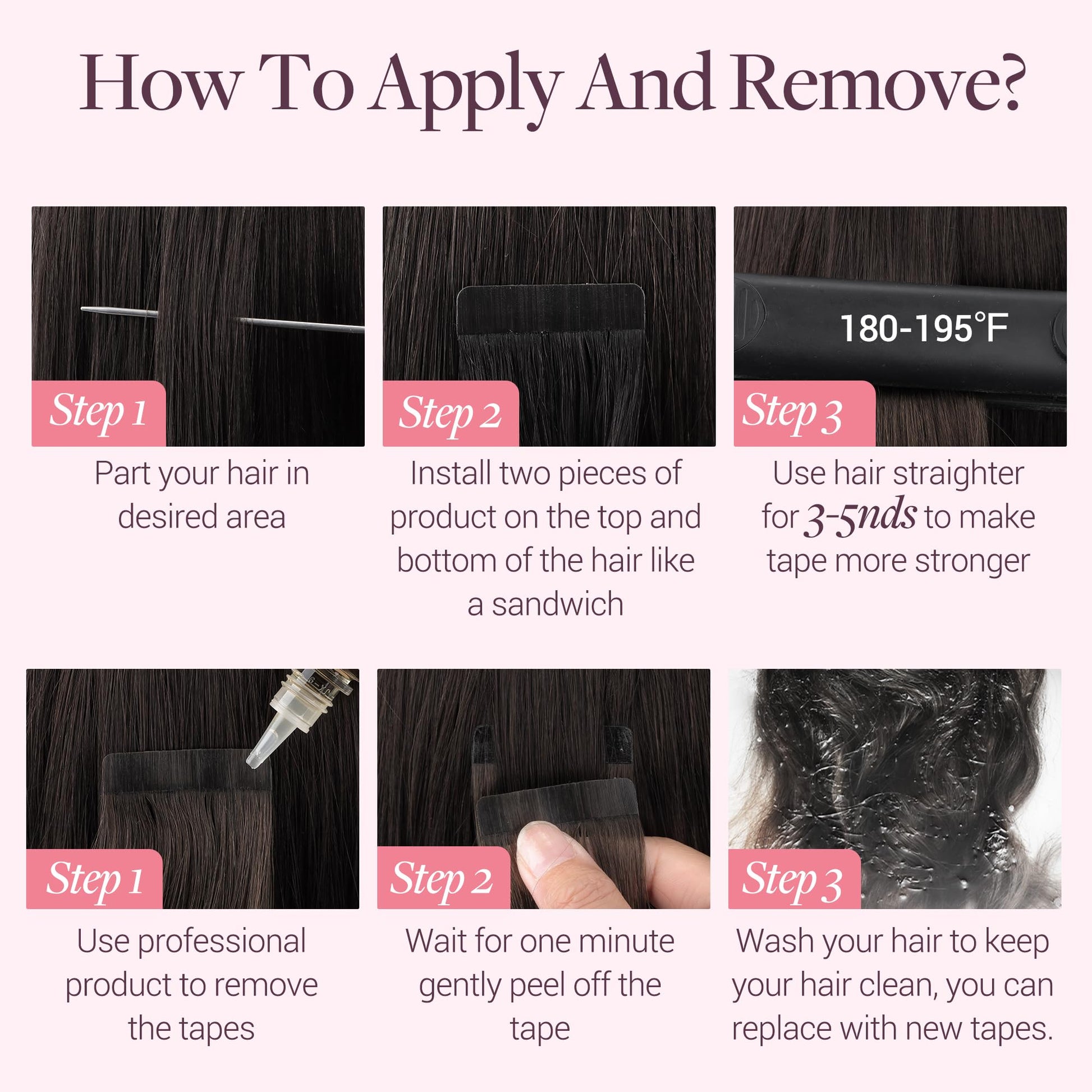 GOO GOO Straight Hair Extensions side profile emphasizing the natural looking shade one jet black color