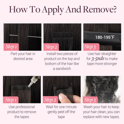 GOO GOO Straight Hair Extensions side profile emphasizing the natural looking shade one jet black color