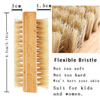 Two pieces of wooden fingernail scrubber brushes placed side by side for comparison