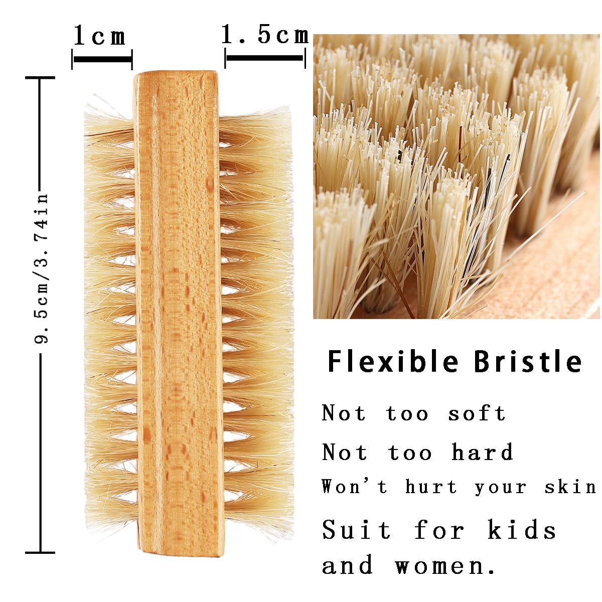 Two pieces of wooden fingernail scrubber brushes placed side by side for comparison