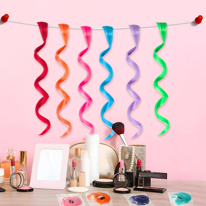 Premium packaging of the CoolShef twelve piece kids colored hair accessories kit showing all product features.