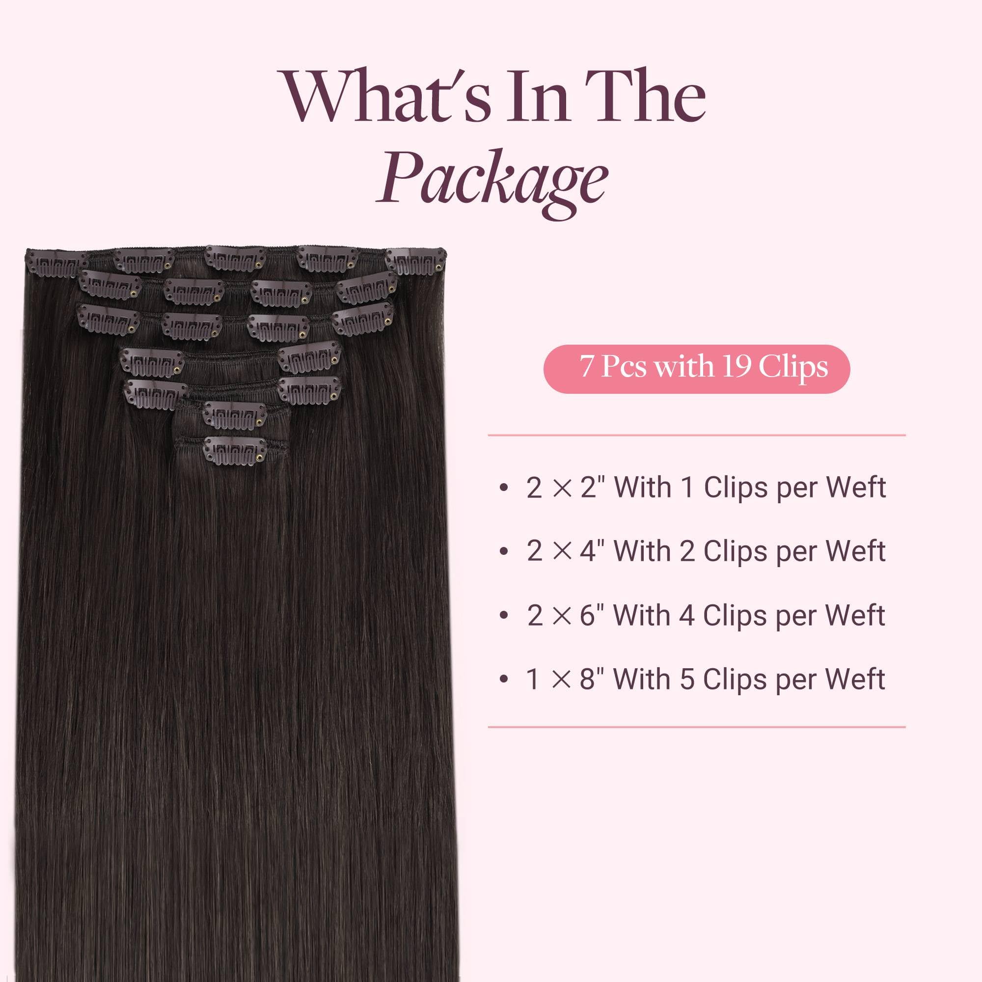 GOO GOO Remy Human Hair Extensions 2 Dark Brown shade close up
