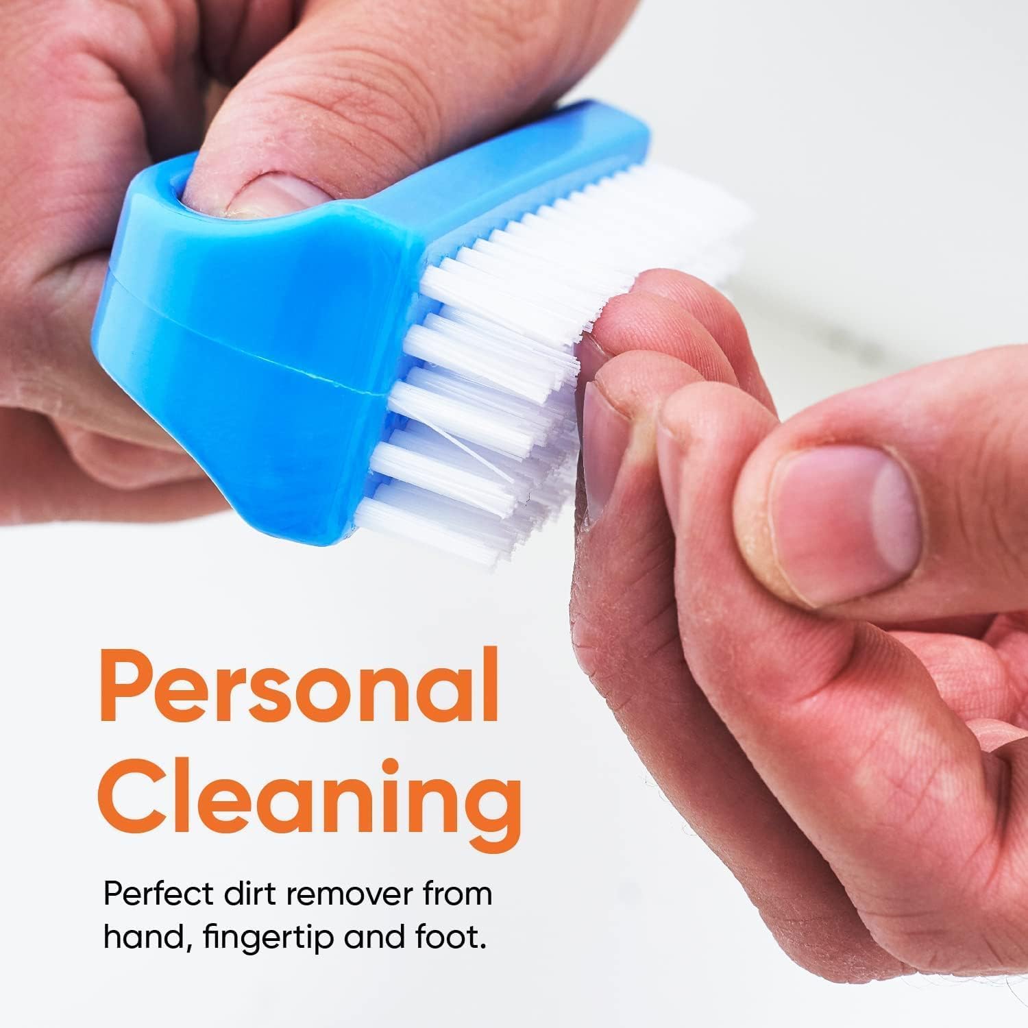 Superio imported plastic nail brush standing upright on flat surface