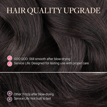 GOO GOO Natural Human Hair Clip Ins texture and quality view