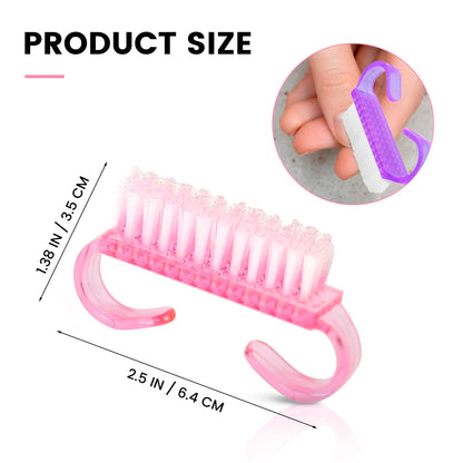 Close up of ergonomic handle on multicolor nail brush
