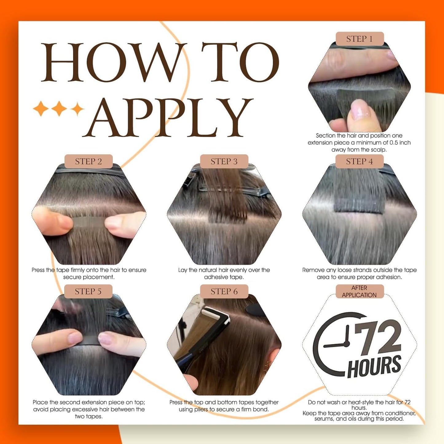 Back view of the eighteen inch hair extensions showcasing full length and uniform thickness.