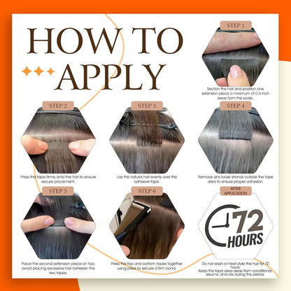 Back view of the eighteen inch hair extensions showcasing full length and uniform thickness.