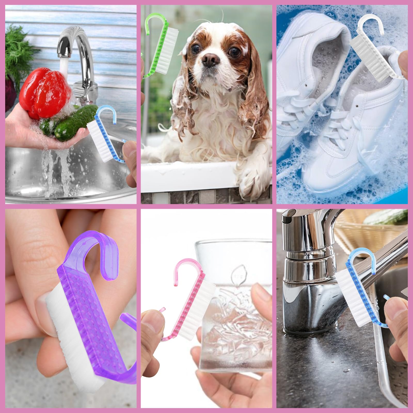 Person using handle grip brush for toenail cleaning