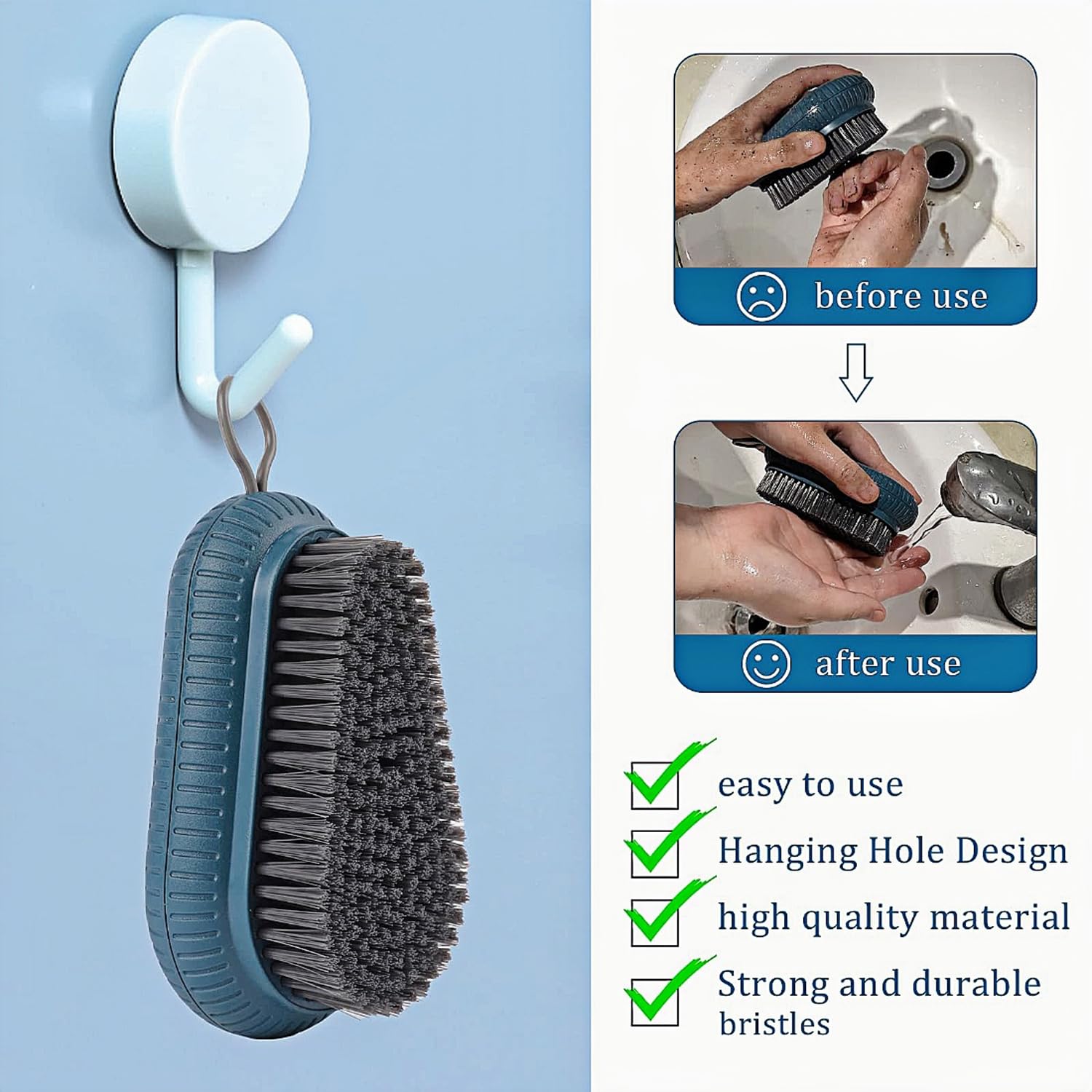 Sxmqhy blue heavy duty hand brush highlighting the dense wear resistant bristles engineered to remove paint and grease.
