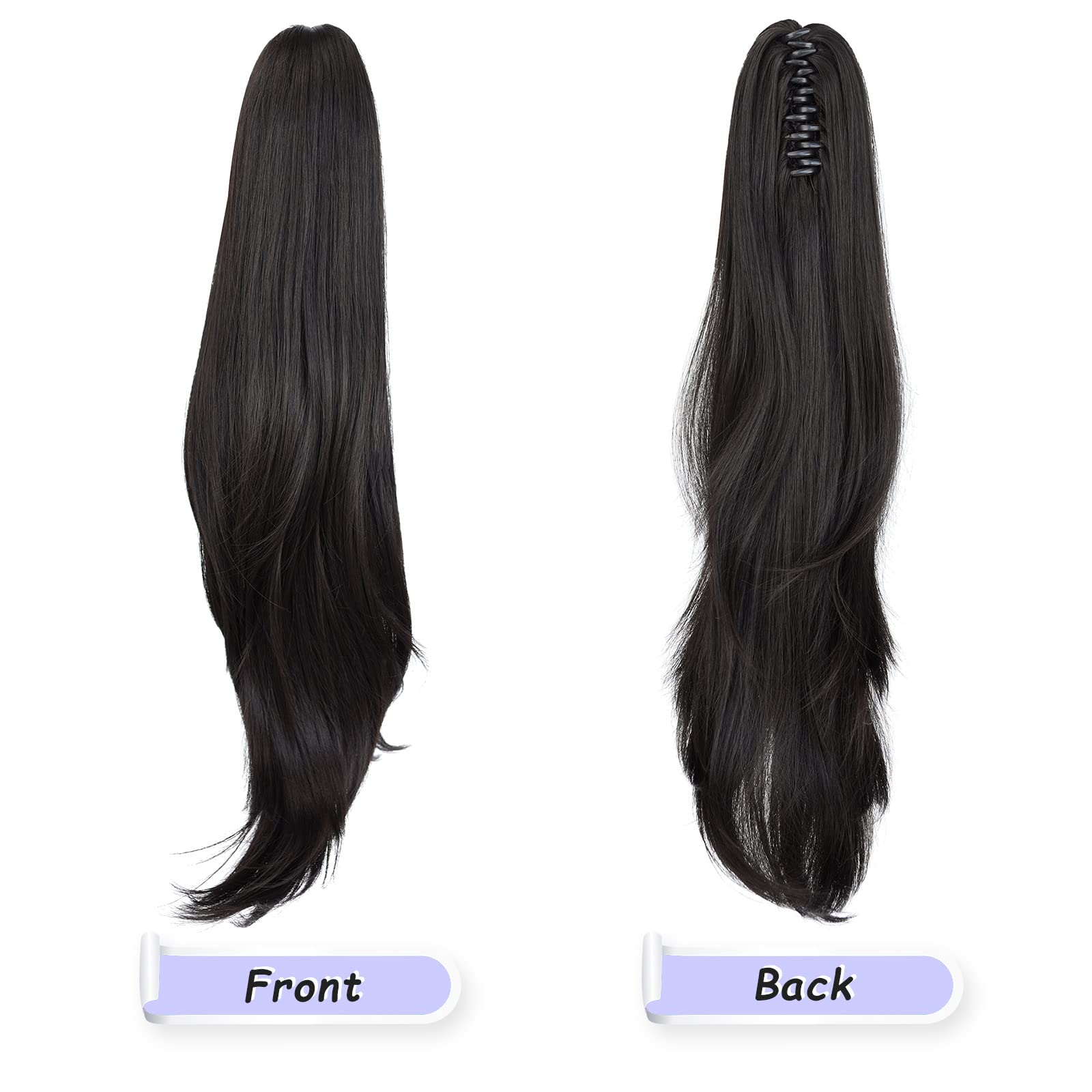 Side profile of the 24-inch matte silk synthetic ponytail attachment for volume enhancement.