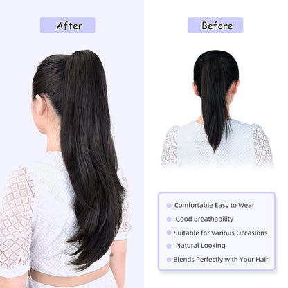 MoonEyes natural black straight extension premium fiber texture detailing.