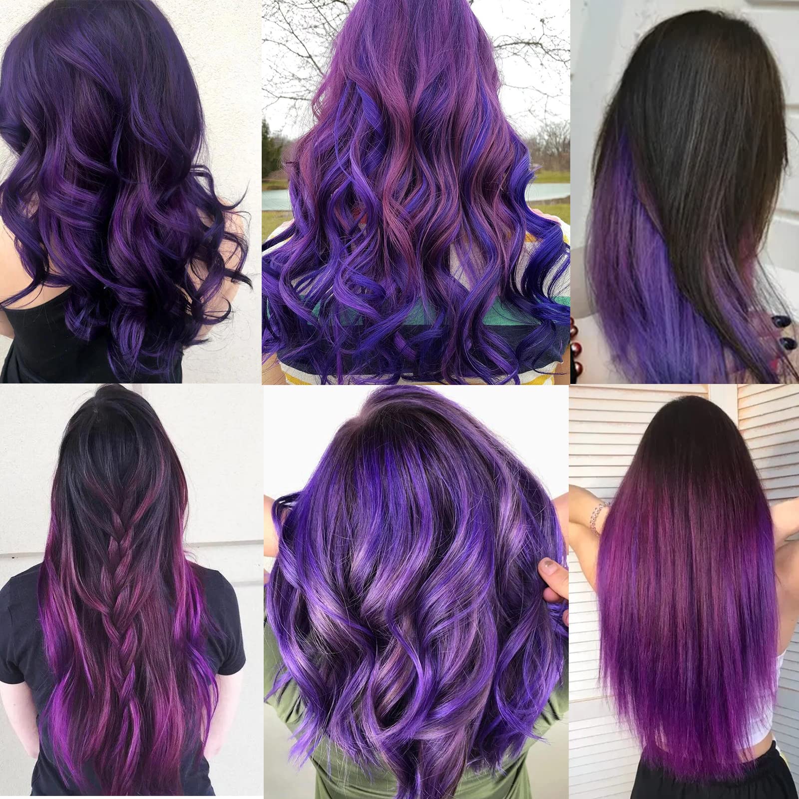 Close-up of the easy-to-use snap clip attachment on the purple colored hair extension streak.