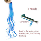 Demonstration of trimming the 22 inch colorful hair accessory to create a custom layered look.