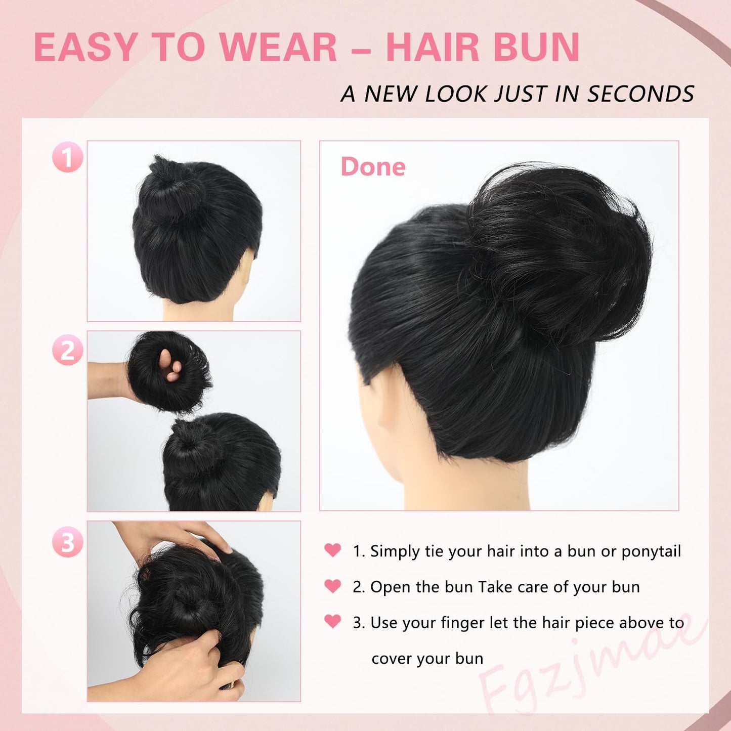 FGZJMAE tousled fluffy donut bun hairstyle demonstration