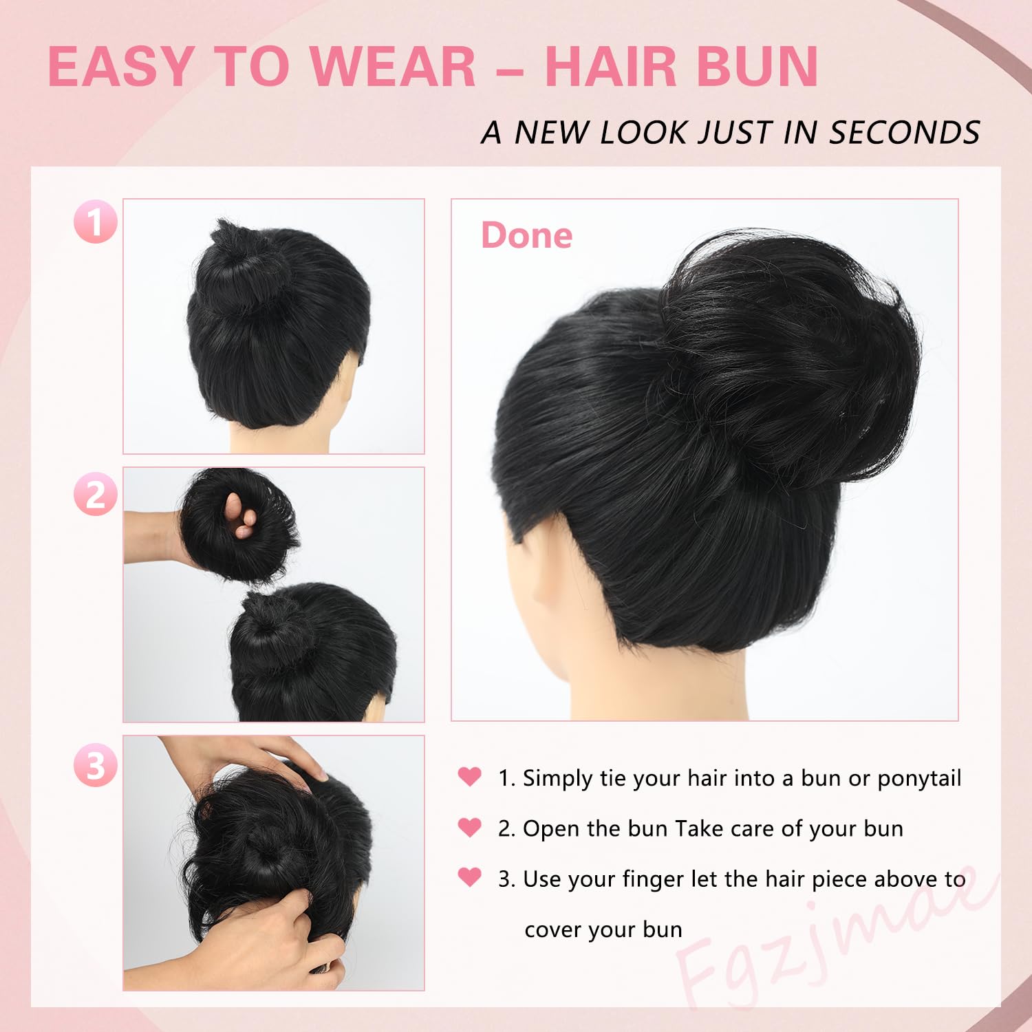 FGZJMAE tousled fluffy donut bun hairstyle demonstration