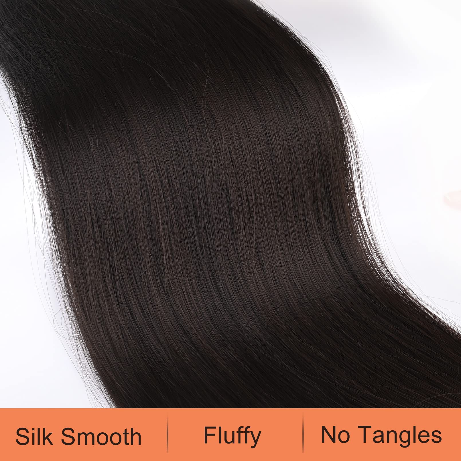 SEIKEA twenty eight inch long straight clip in hairpiece showing the secure internal attachment combs