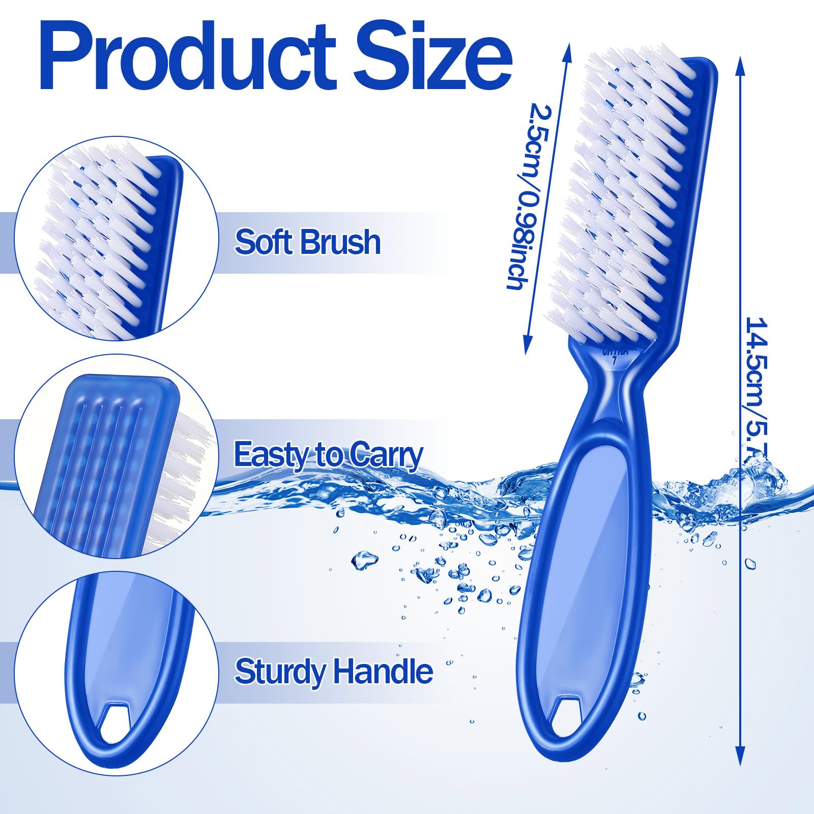 Close up view of the soft nylon bristles on a Mifoci fingernail scrub brush