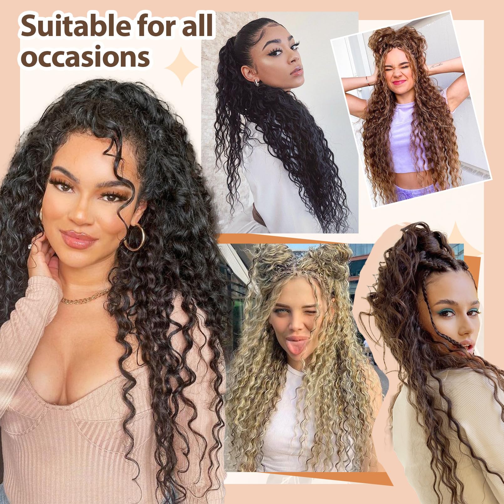 Flufymooz bohemian style hairpiece highlighting the secure attachment combs and toggle.