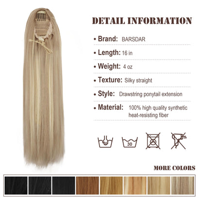 Packaging layout of the authentic BARSDAR drawstring ponytail hairpiece imported for Indian beauty shoppers