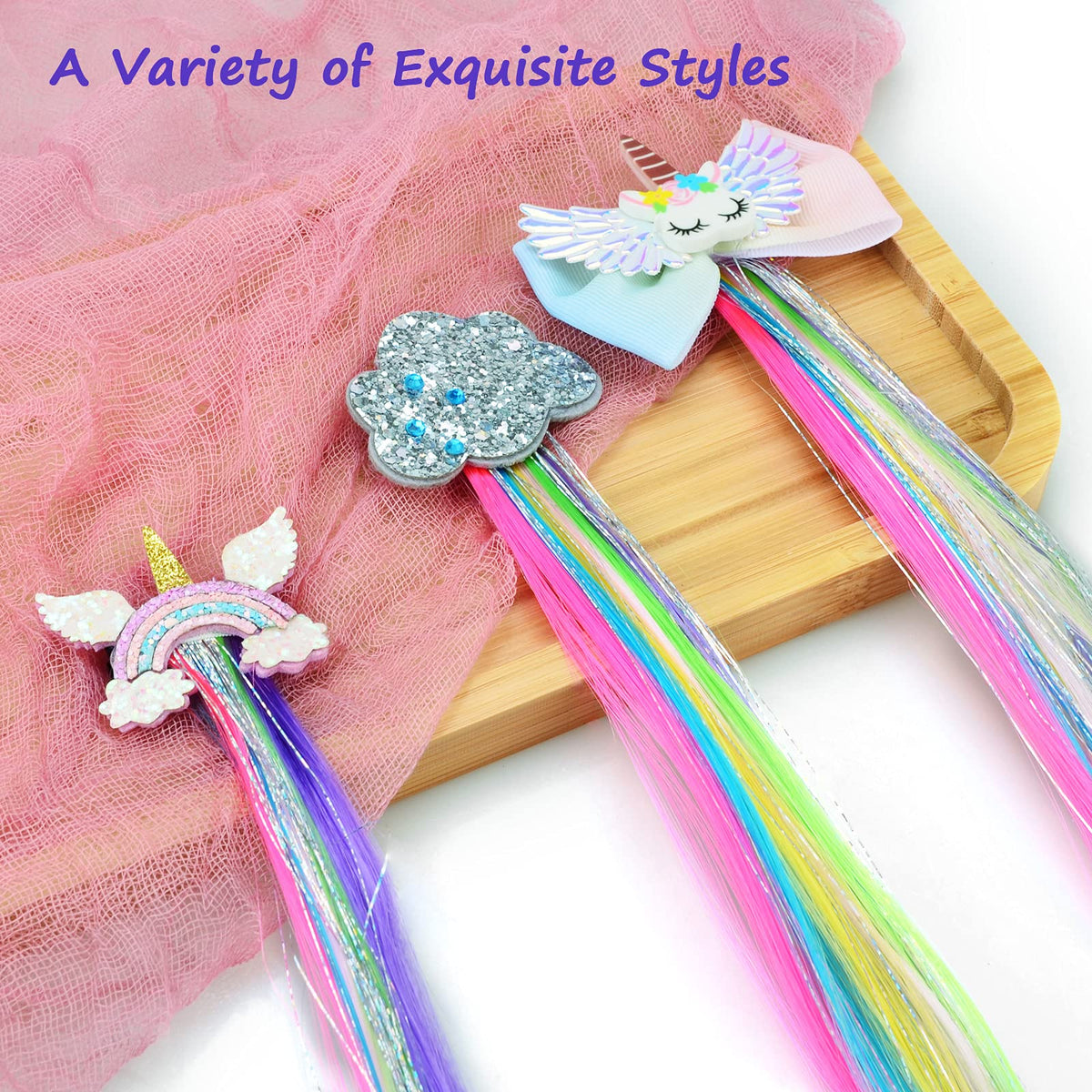 Stainless steel alligator clamp detail on Little World kids hair extension clips.