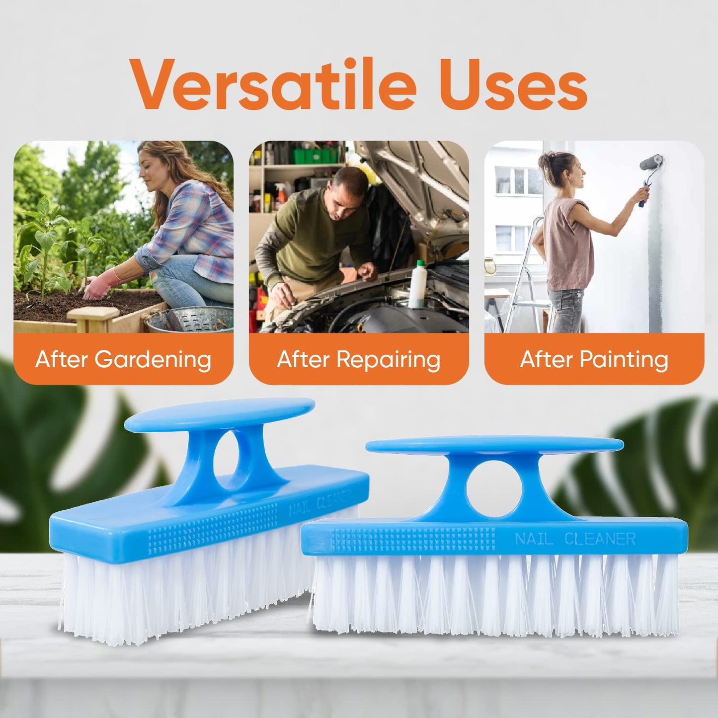 Premium Superio heavy duty hand cleaning brush demonstrating the firm brush fiber layout