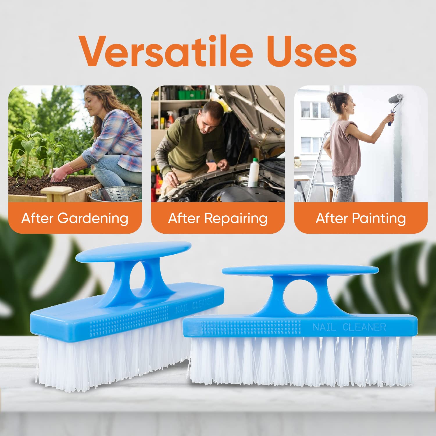 Premium Superio heavy duty hand cleaning brush demonstrating the firm brush fiber layout