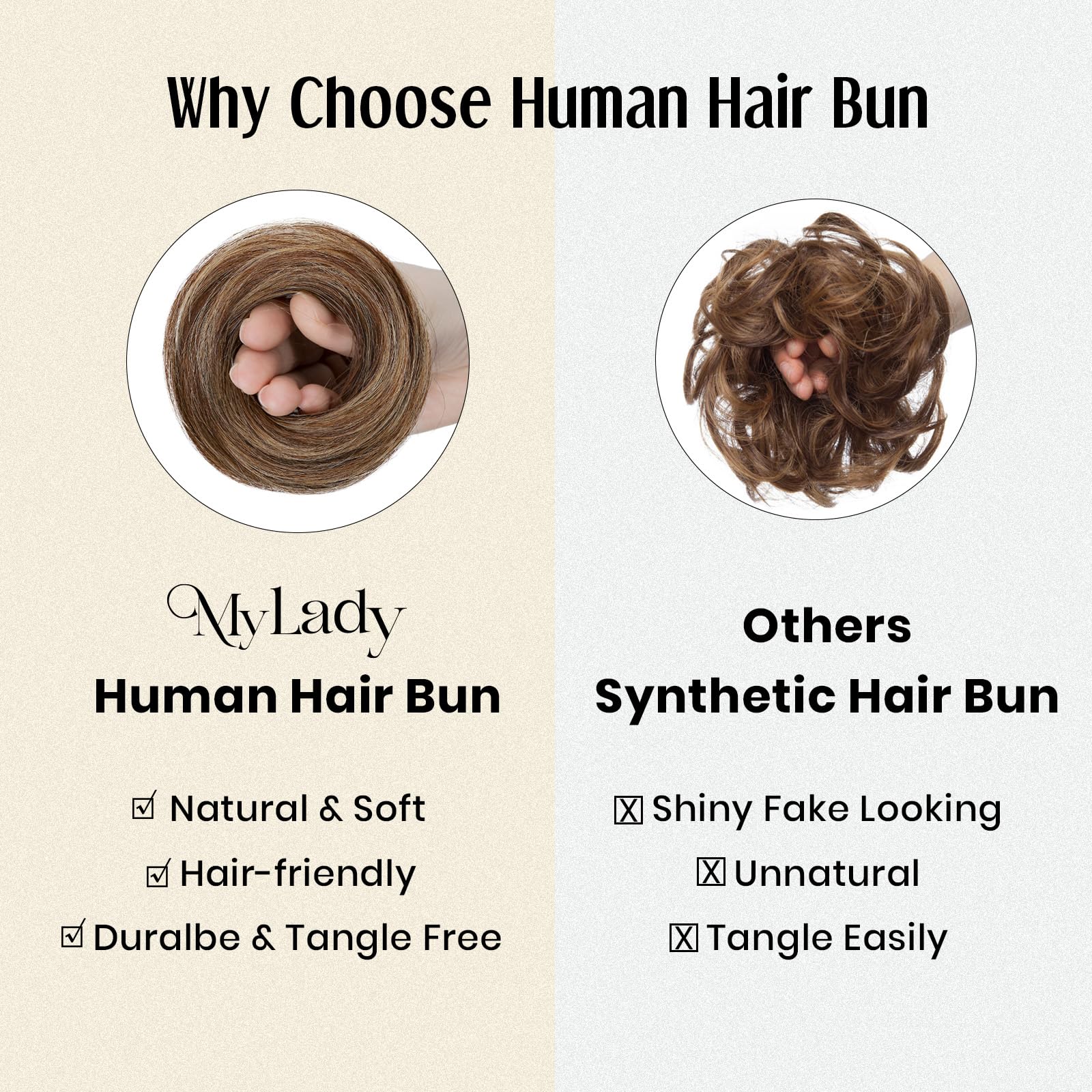 Premium tousled hair scrunchie extension showing the elastic band closure.