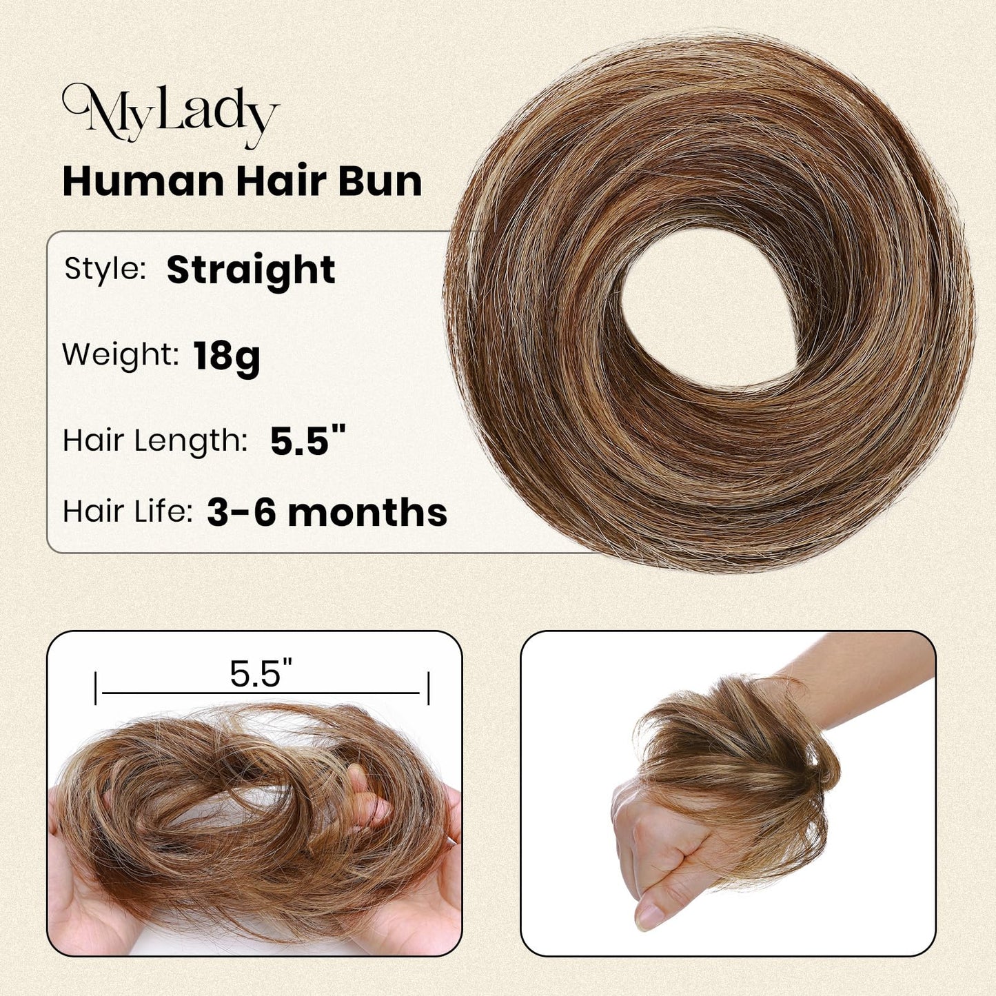 Authentic human hairpiece donut for voluminous women updo hairstyles.