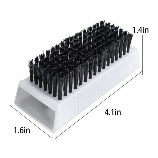 FveBzem medical hand scrubber showing the stiff black bristles designed for deep under nail cleaning
