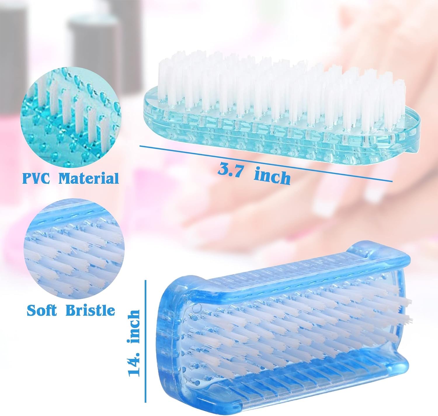 ROLECK fingernail scrub brush close up displaying the dual sided bristle arrangement.