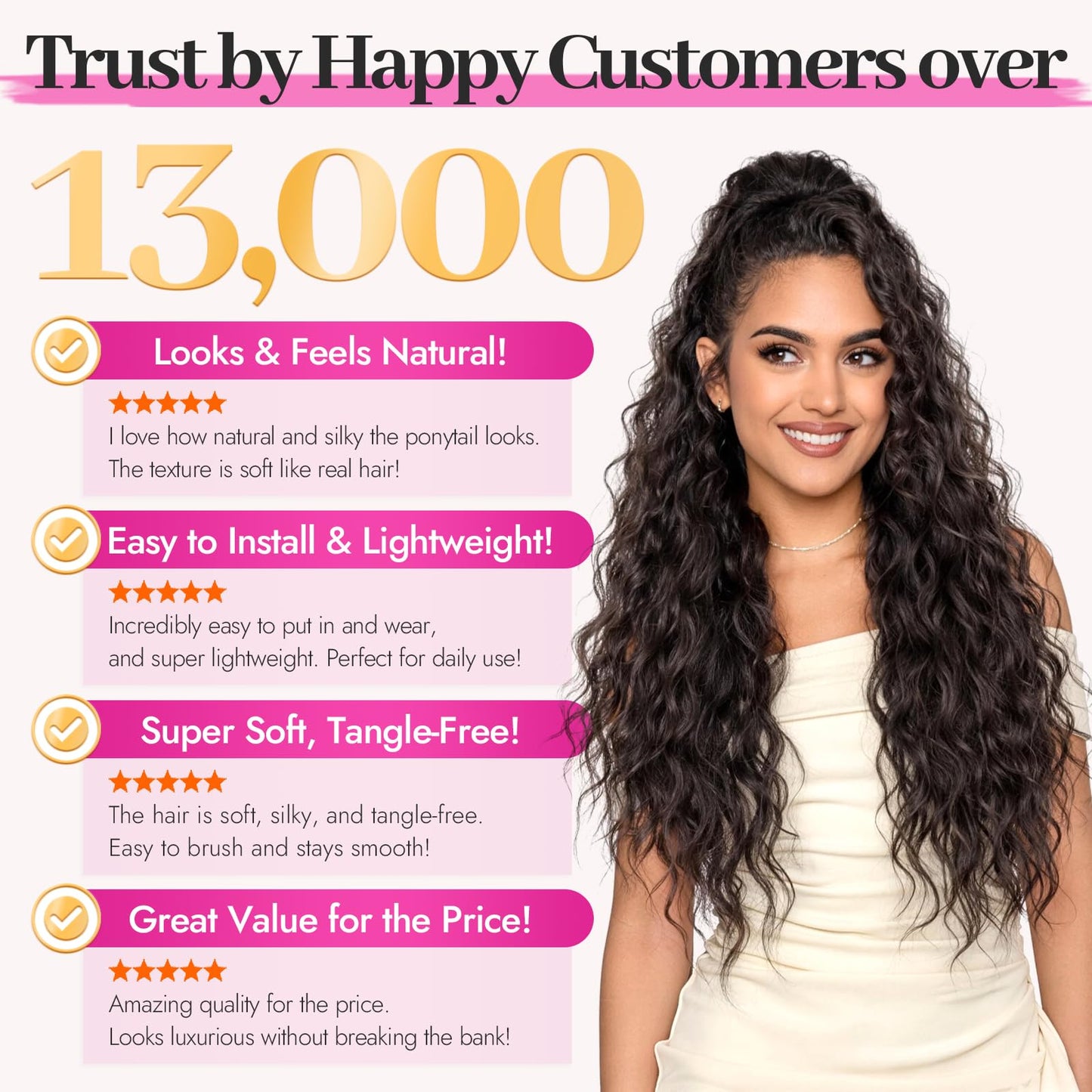 KooKaStyle heat resistant synthetic hairpiece packaging contents showing full length curls