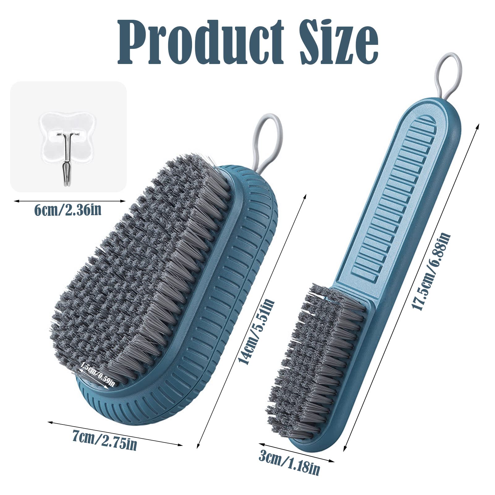 Short blue fingernail scrub brush with ribbed non slip edge design for secure grip