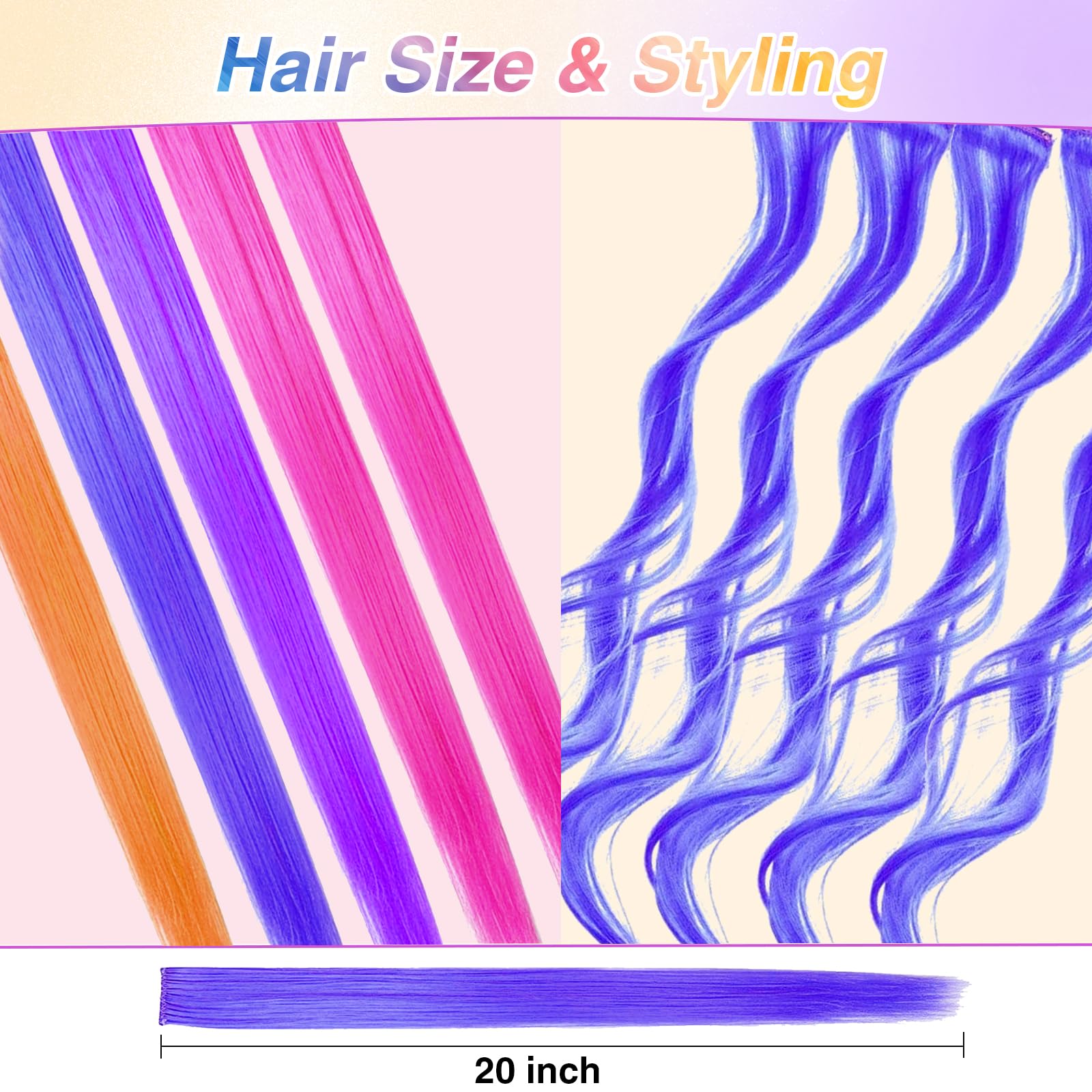 Close up of the secure metal snap clip mechanism on the rainbow hair extensions