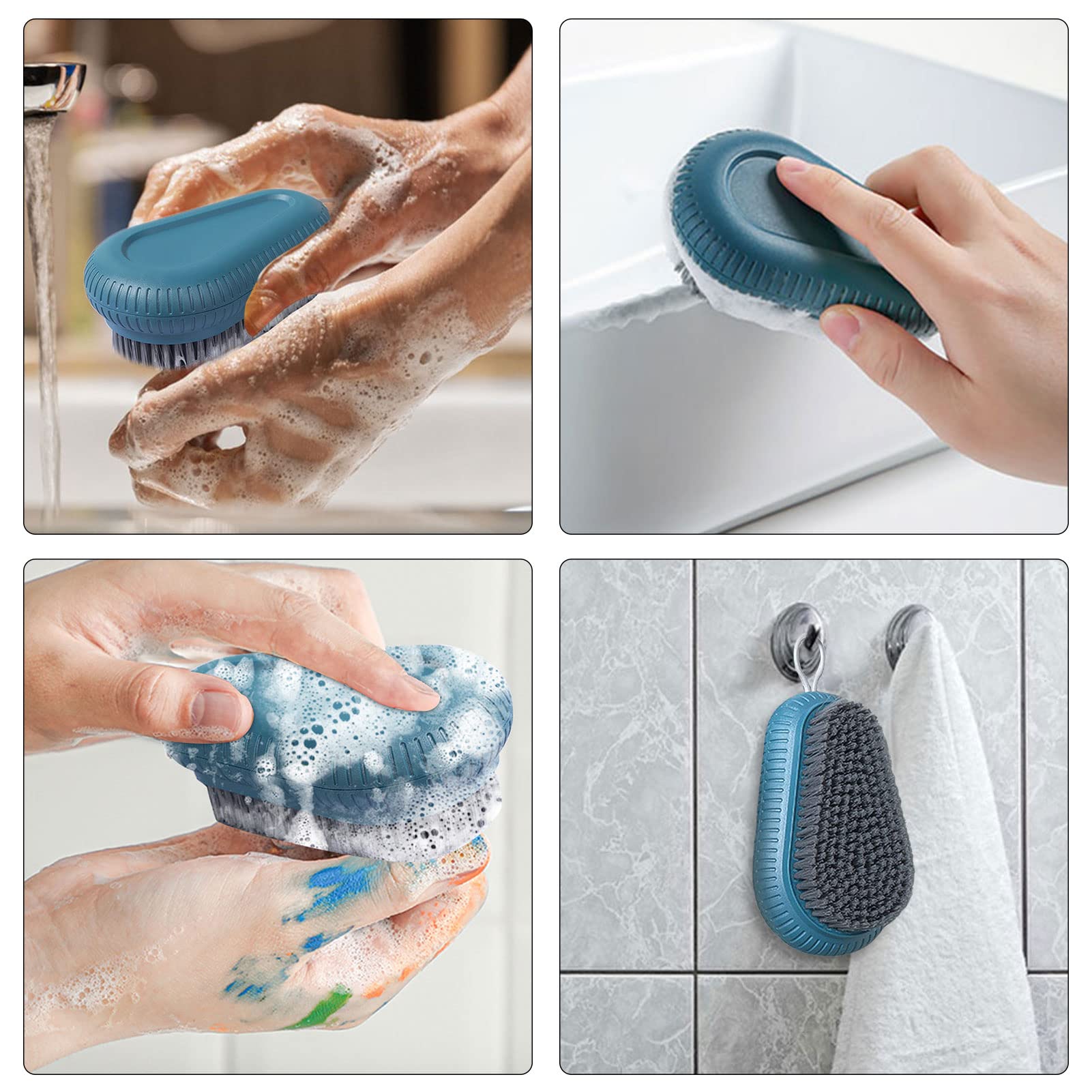 Close up view of the stiff one point five centimeter bristles on the blue mechanic hand brush