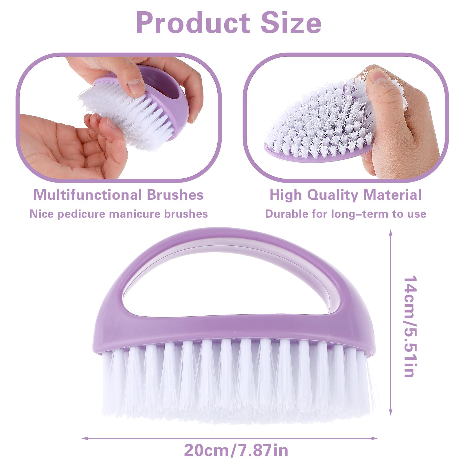 Close up of the firm stiff nylon bristles on the Amaxiu hand brush for deep nail care