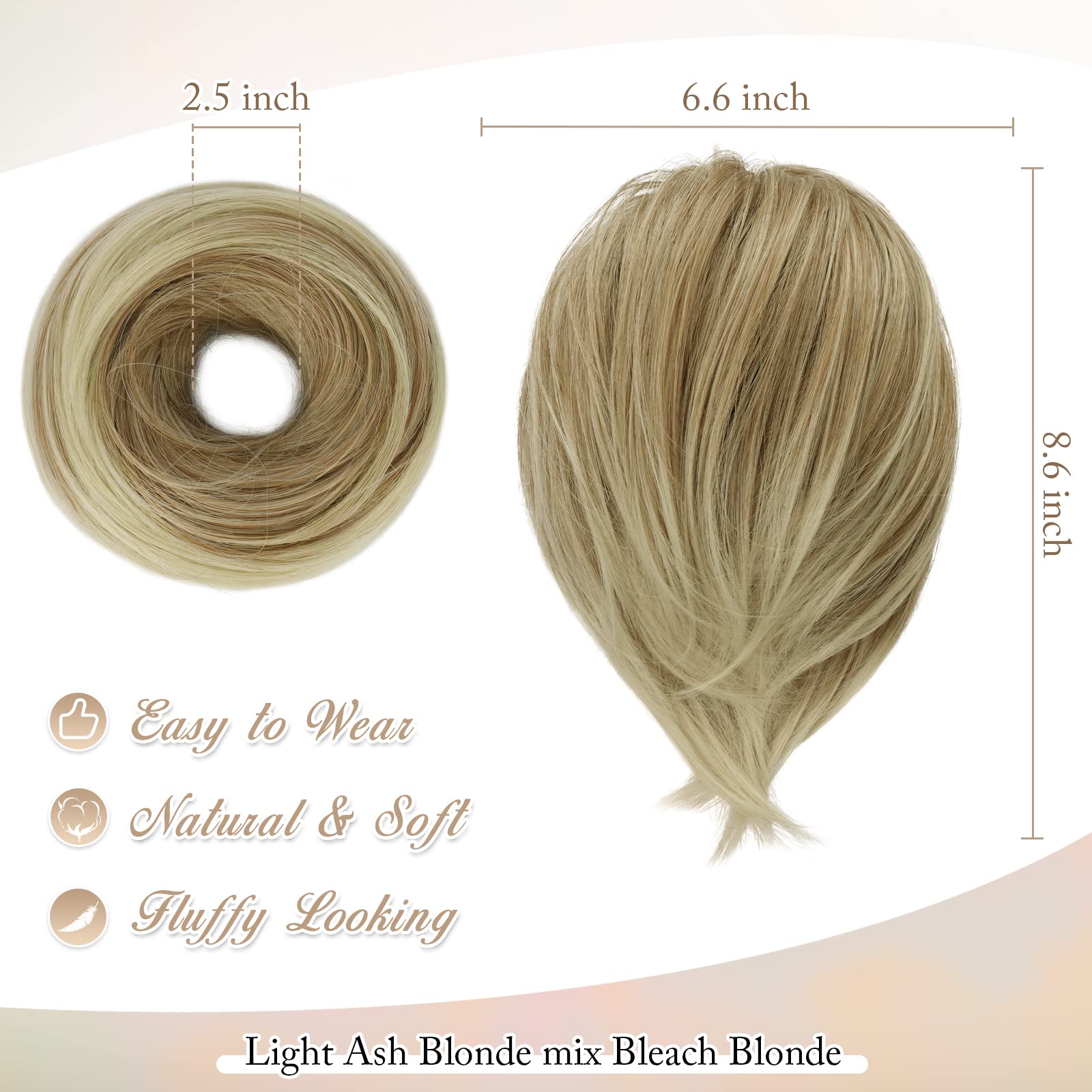 BARSDAR short straight ponytail hairpiece back view displaying the elastic scrunchie band attachment
