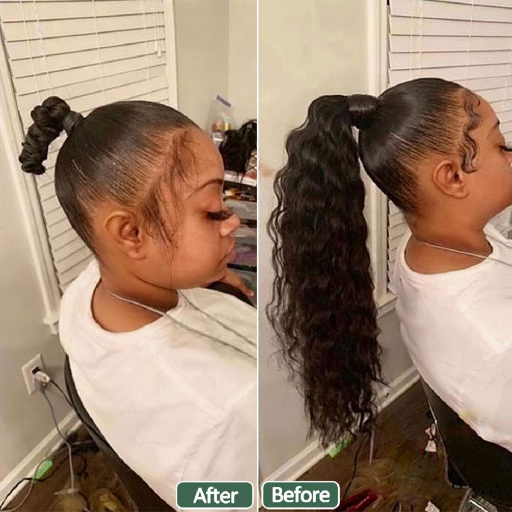 YEAME long curly ponytail extension being styled for a party look.