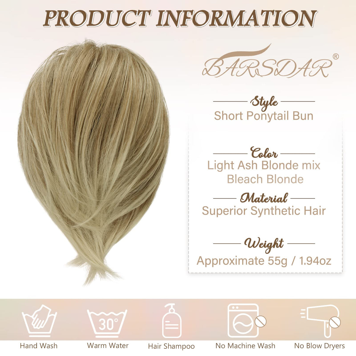 BARSDAR synthetic hair bun extensions close up detail highlighting the soft heat resistant texture