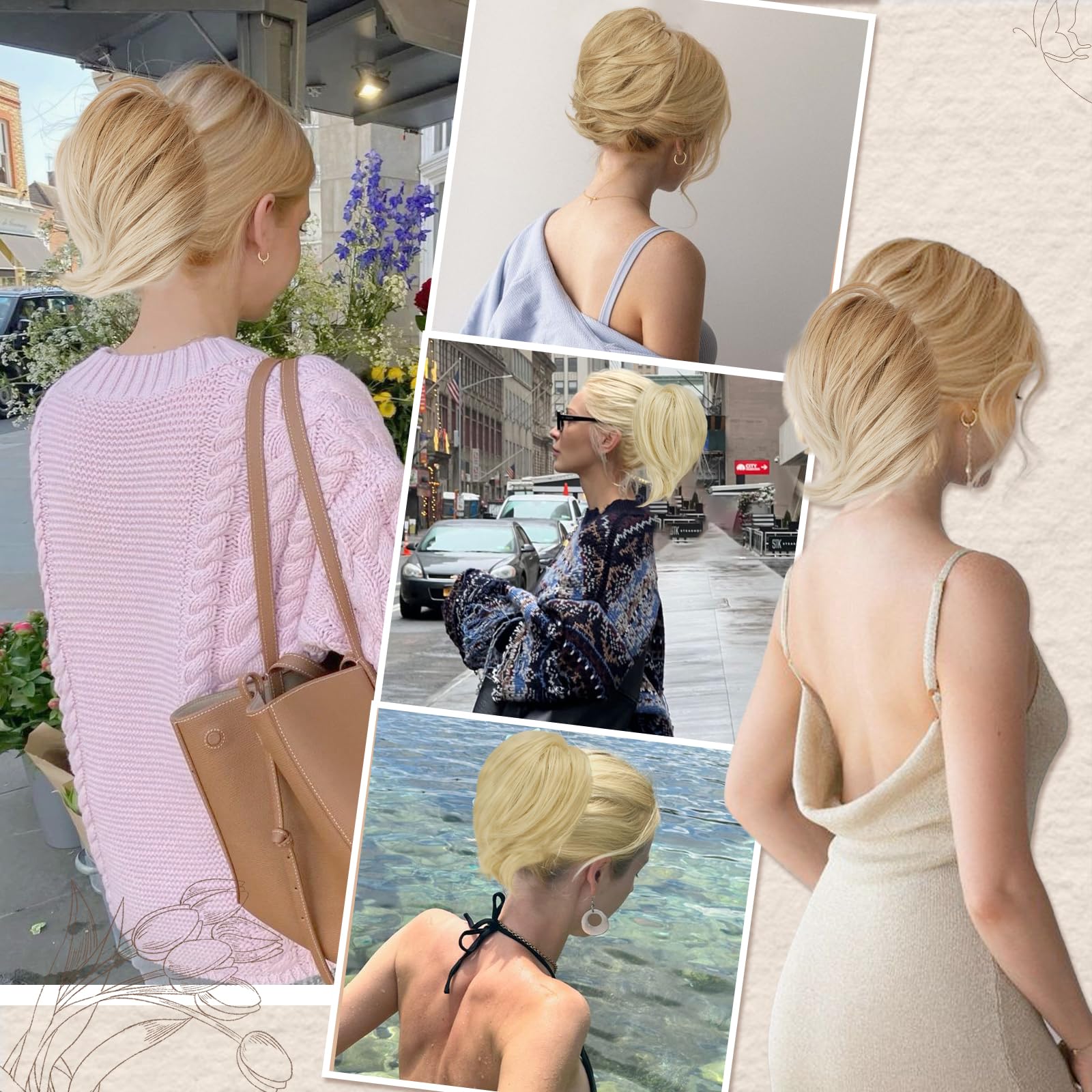 BARSDAR light ash blonde mix hair extension showcasing multi tonal shades and slight curled ends