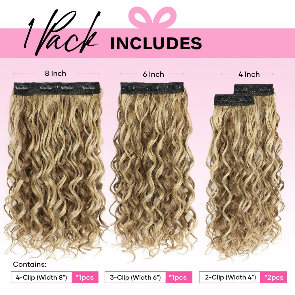 Side angle view of REECHO 16 inch short curly extensions for realistic volume