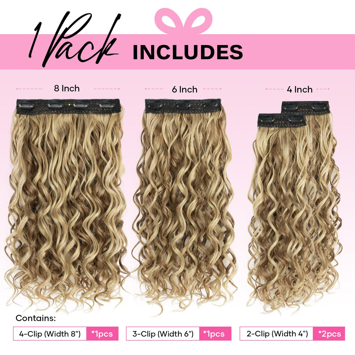 Side angle view of REECHO 16 inch short curly extensions for realistic volume