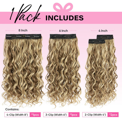 Side angle view of REECHO 16 inch short curly extensions for realistic volume