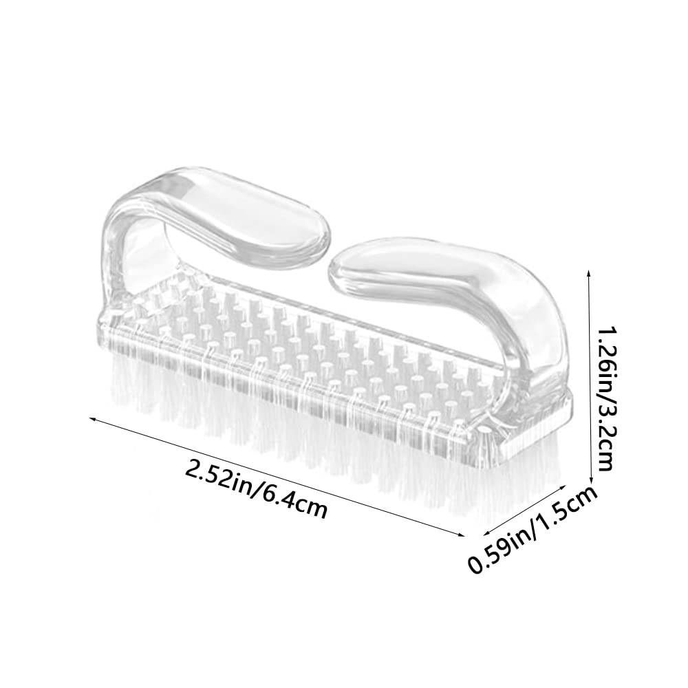 Transparent plastic fingernail cleaning brushes in random assorted colors