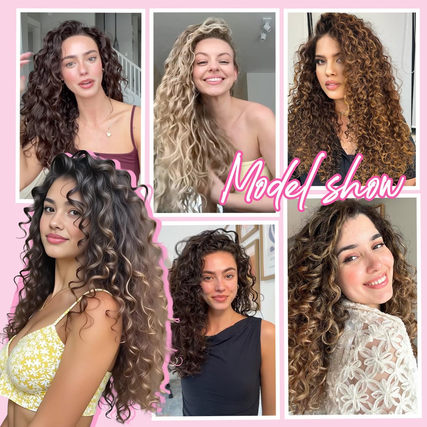 Premium vegan fiber texture detail of REECHO dark brown curly hair extensions